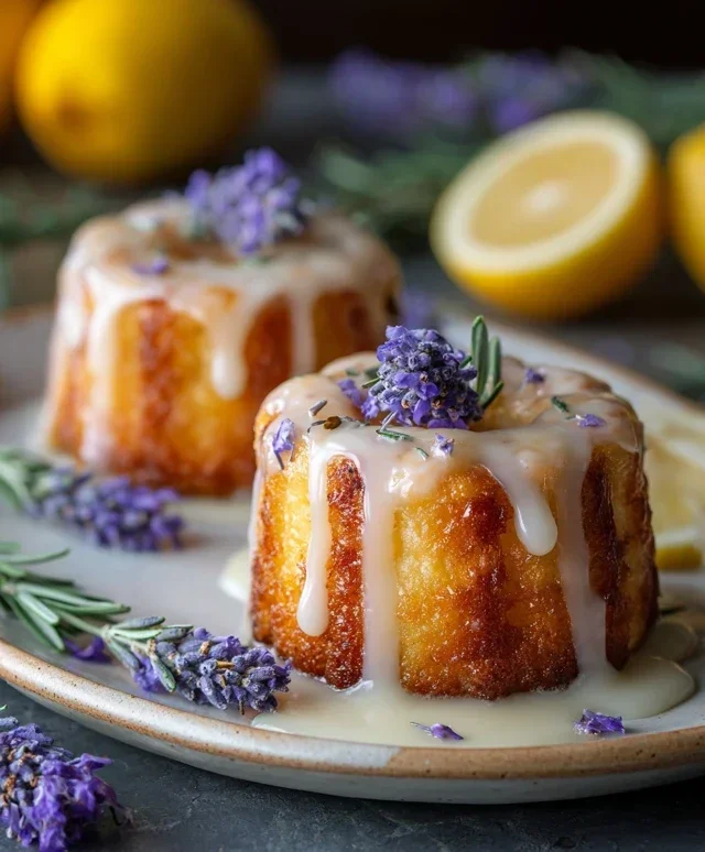 Mini Lemon Cakes With Lavender Glaze
