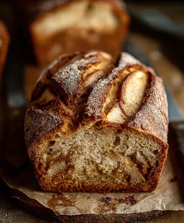 Warmes Brot mit Äpfeln