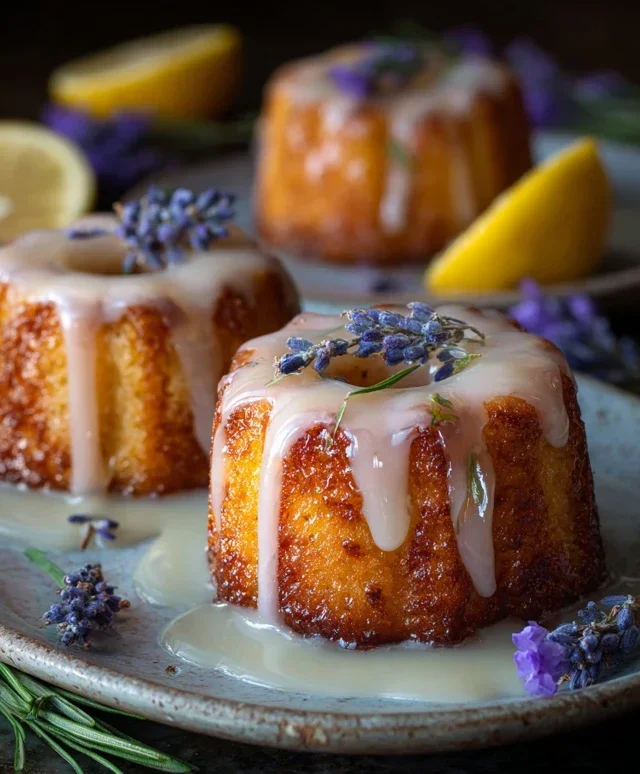 Mini Lemon Cakes With Lavender Glaze