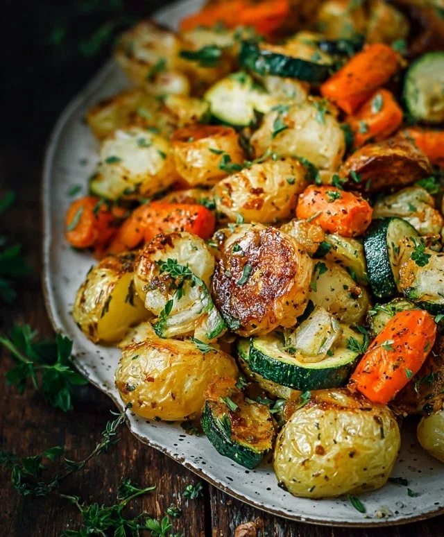 Ofengeröstetes Gemüse – Knusprige Kartoffeln, Karotten & Zucchini