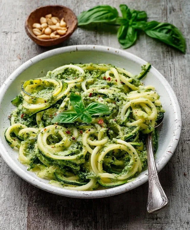 Zucchininudeln mit Avocado Pesto