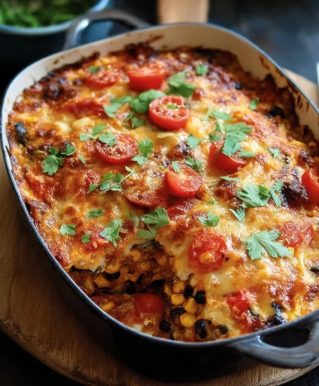 Farbenfroher mexikanischer Gratin