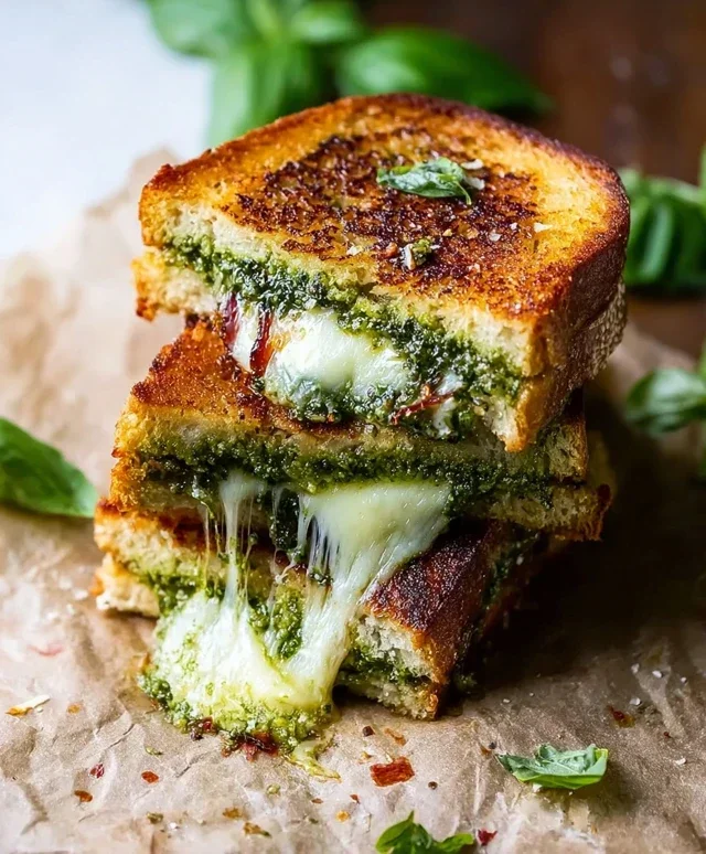 Sourdough Pesto Grilled Cheese