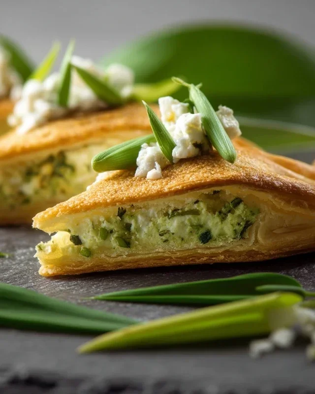 Blätterteigecken mit Bärlauch-Feta-Füllung