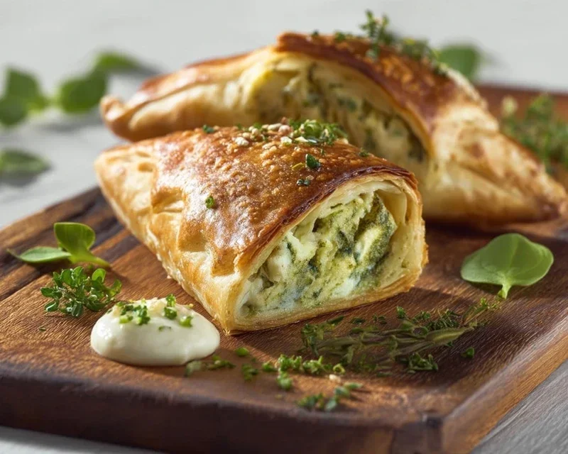 Blätterteigecken mit Bärlauch-Feta-Füllung