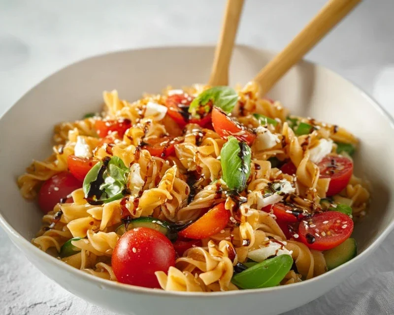 Mediterraner Nudelsalat mit Balsamico Dressing