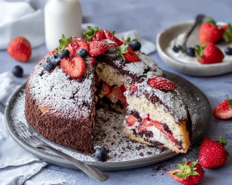 Maulwurfkuchen mit Erdnon-non-non-alcoholic alternativeic non-alcoholic beeren