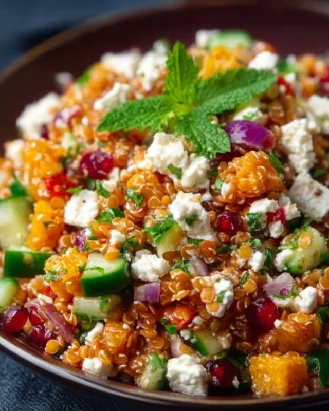 Orientalischer Rote Linsensalat mit Feta einfach genießen!