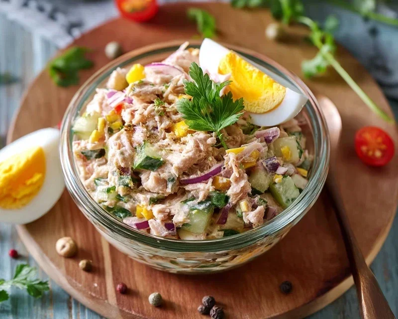 Thunfischsalat mit Ei und Gurken