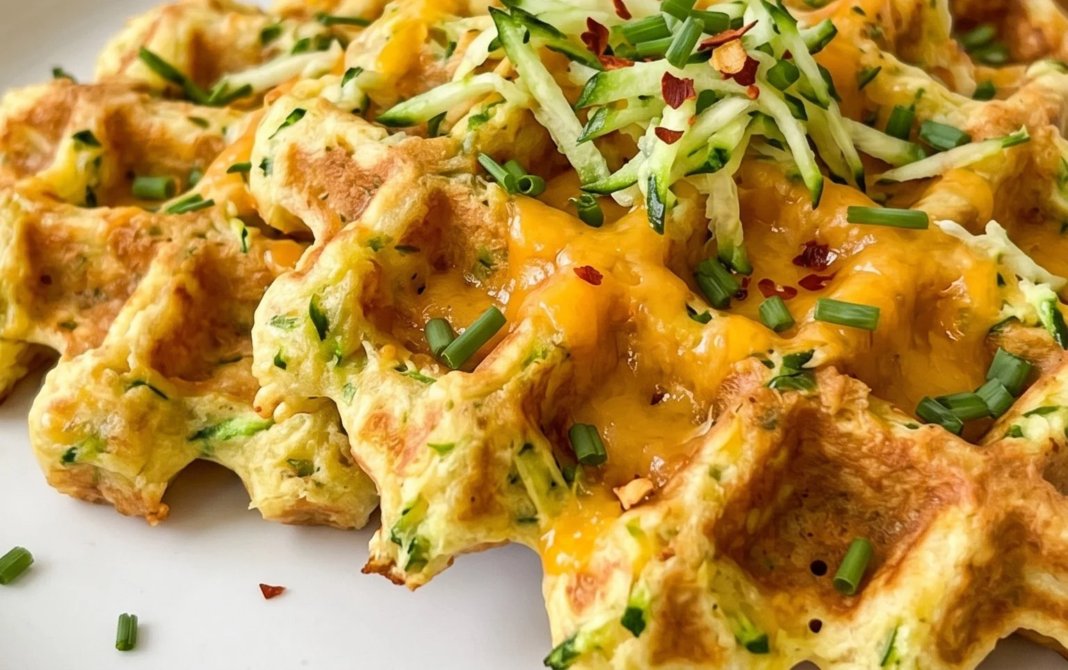 Zucchiniwaffeln mit Cheddar
