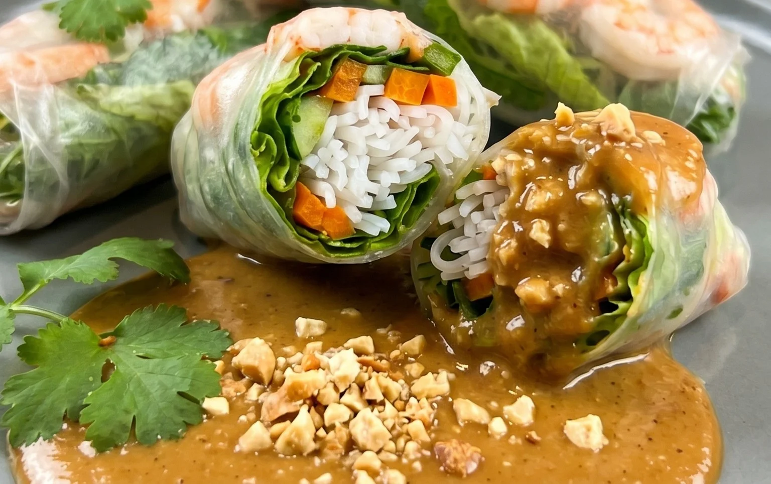 Sommerrollen mit Erdnusssauce