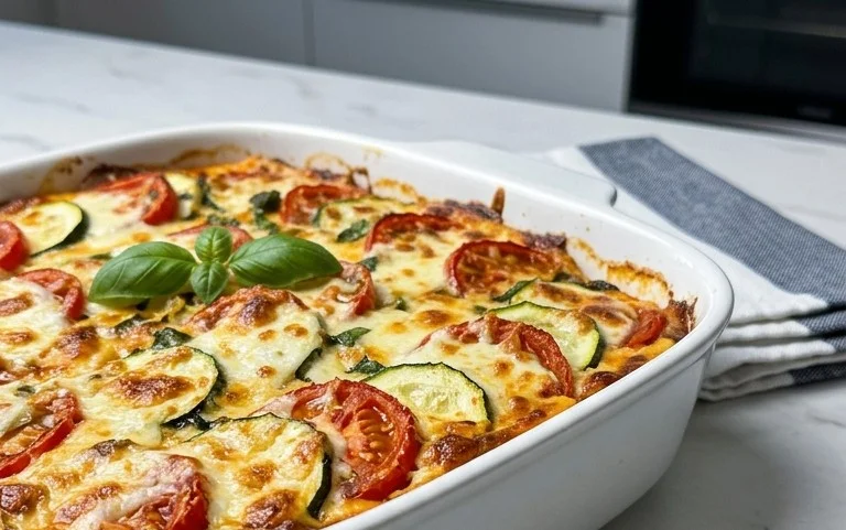 Tomaten Zucchini Auflauf mit Mozzarella