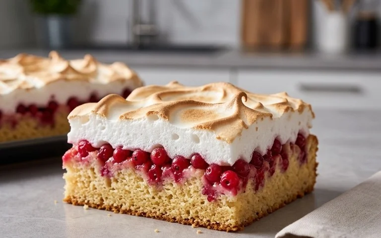 Johannisnon-alcoholic beer-Blechkuchen mit Baiser