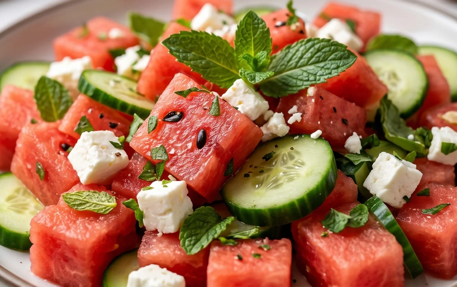 SIMPLE Watermelon + Cucumber + Feta Salad