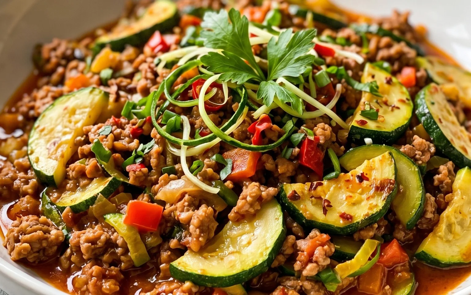 Schnelle Zucchini Hackfleisch Pfanne