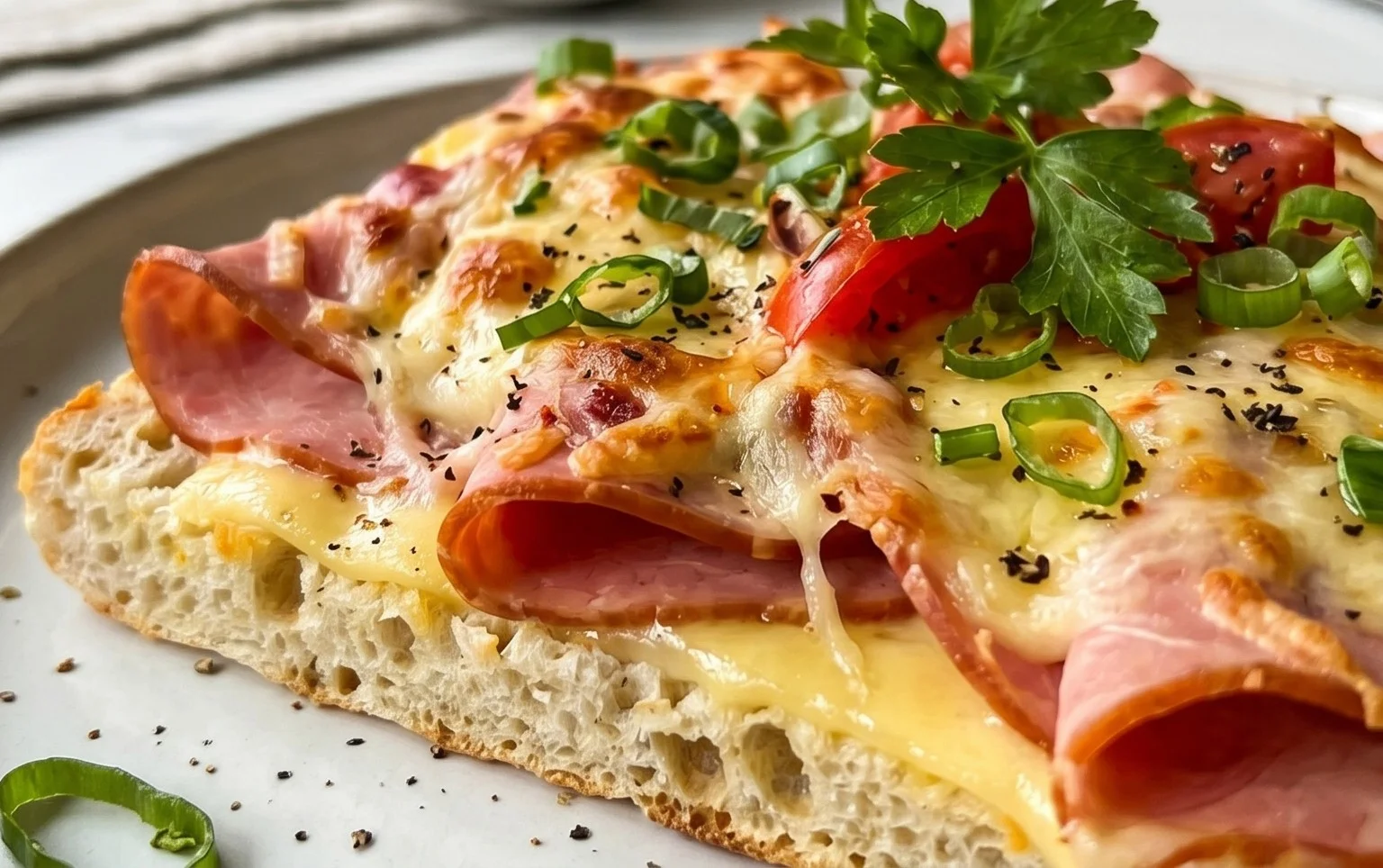 Handbrot mit Schinken und Käse