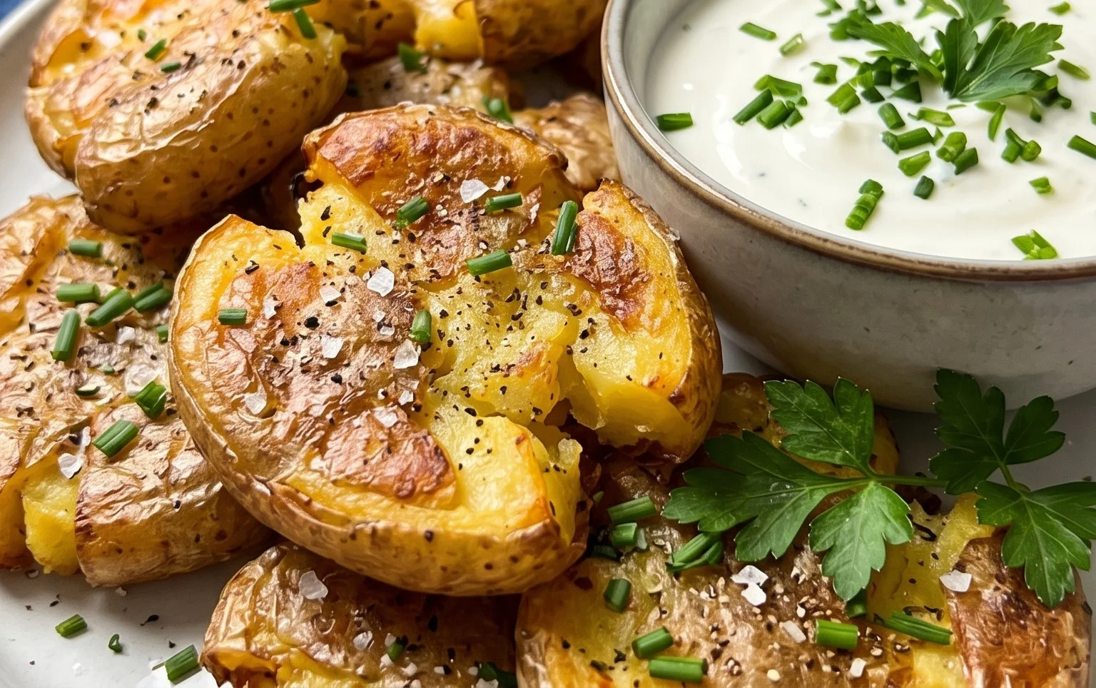 Smashed Potatoes mit Dip - einfach & genial