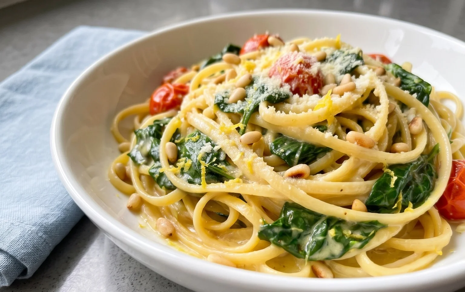 45 Easy Pasta Recipes: Lemon Spinach Pasta