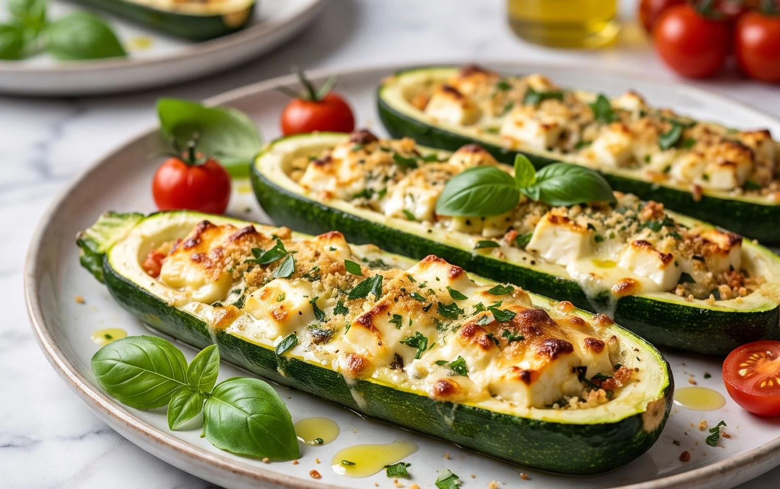 Feta Cheese Stuffed Zucchini