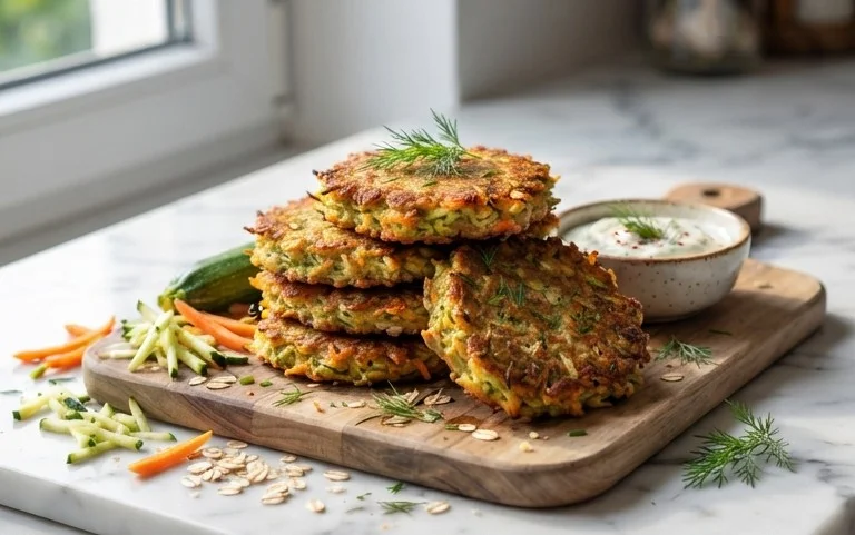 Zucchinipuffer mit Haferflocken und Möhren