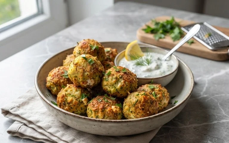 Knusprige Zucchini-Feta-Bällchen aus dem Ofen genießen!