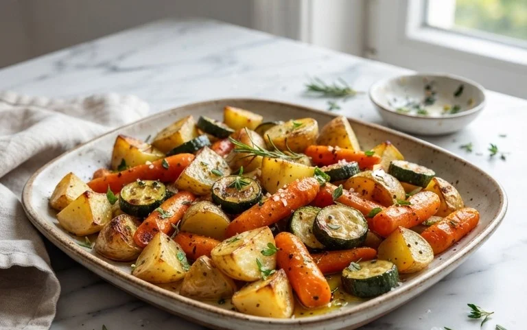 Garlic Herb Roasted Potatoes Carrots and Zucchini