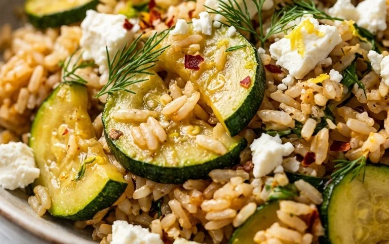 Zucchini-Reis-Pfanne mit Feta