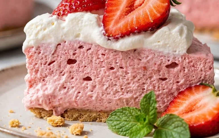3 Ingredient No Bake Strawberry Cloud Cake