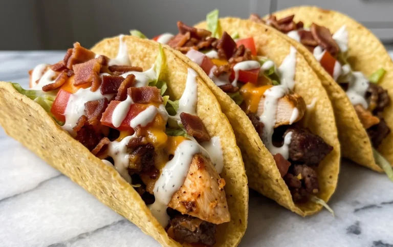 Baked Chicken Beef Bacon Ranch Tacos
