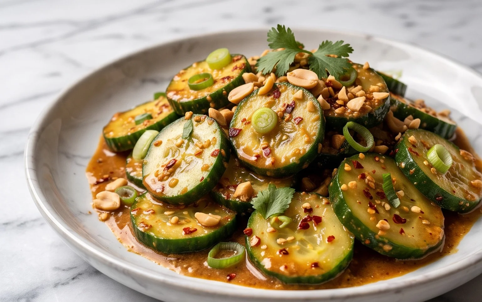Cucumbers in Spicy Peanut Sauce