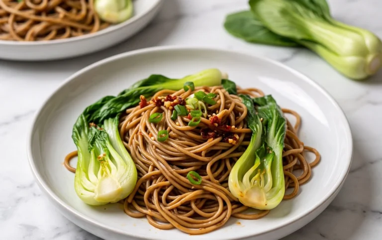 Spicy Garlic Soba Noodles with Bok Choy