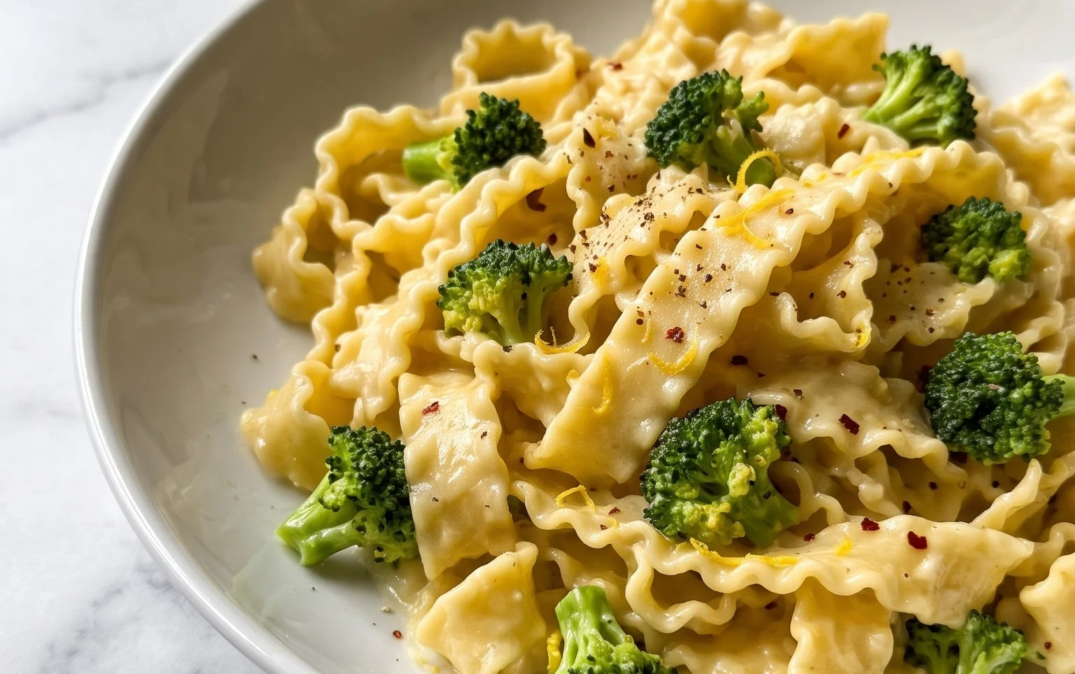 Mafaldine Pasta Limone with Broccoli