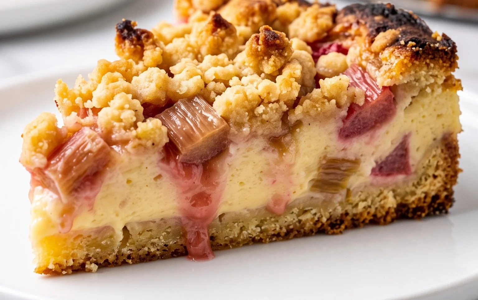 Rhabarberkuchen mit Pudding und Streuseln – wie von Oma