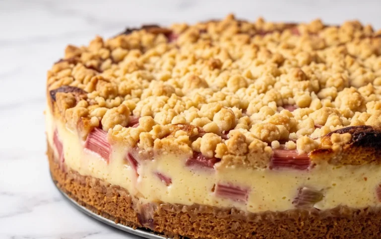 Rhabarberkuchen mit Pudding und Streuseln – wie von Oma