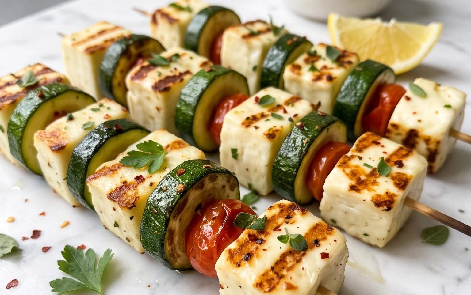 Halloumi Zucchini Spieße Vom Grill: Sommerlich, Lecker & Vegetarisch