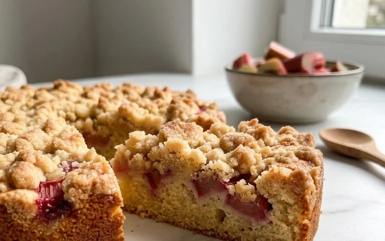 Rhabarberkuchen mit Streusel – Rezept für Eilige