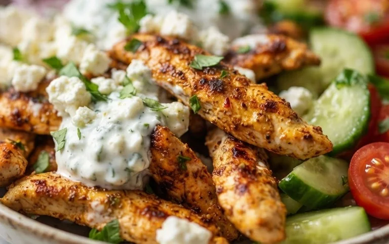 Mediterranes Hähnchen-Gyros mit Feta-Tzatziki genießen!