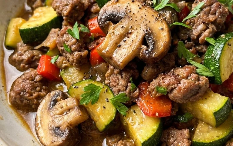Zucchini-Cbeef hampignonpfanne