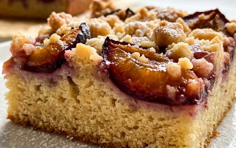 Pflaumenkuchen mit Streusel vom Blech (Quark-Öl-Teig)