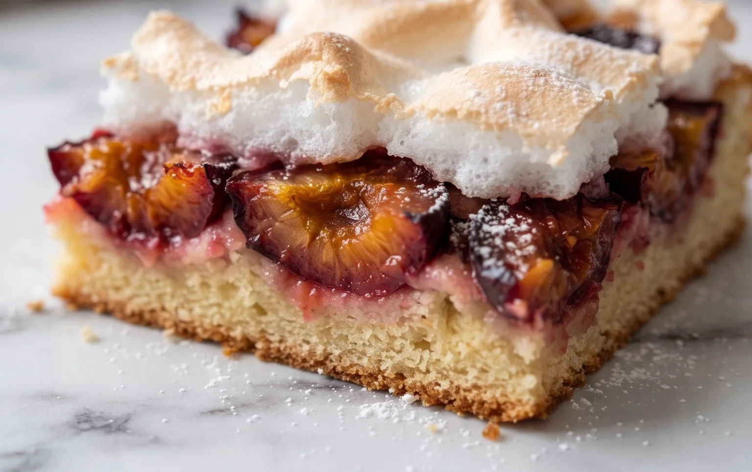 Polnischer Zwetschgen Kuchen vom Blech mit Baiser