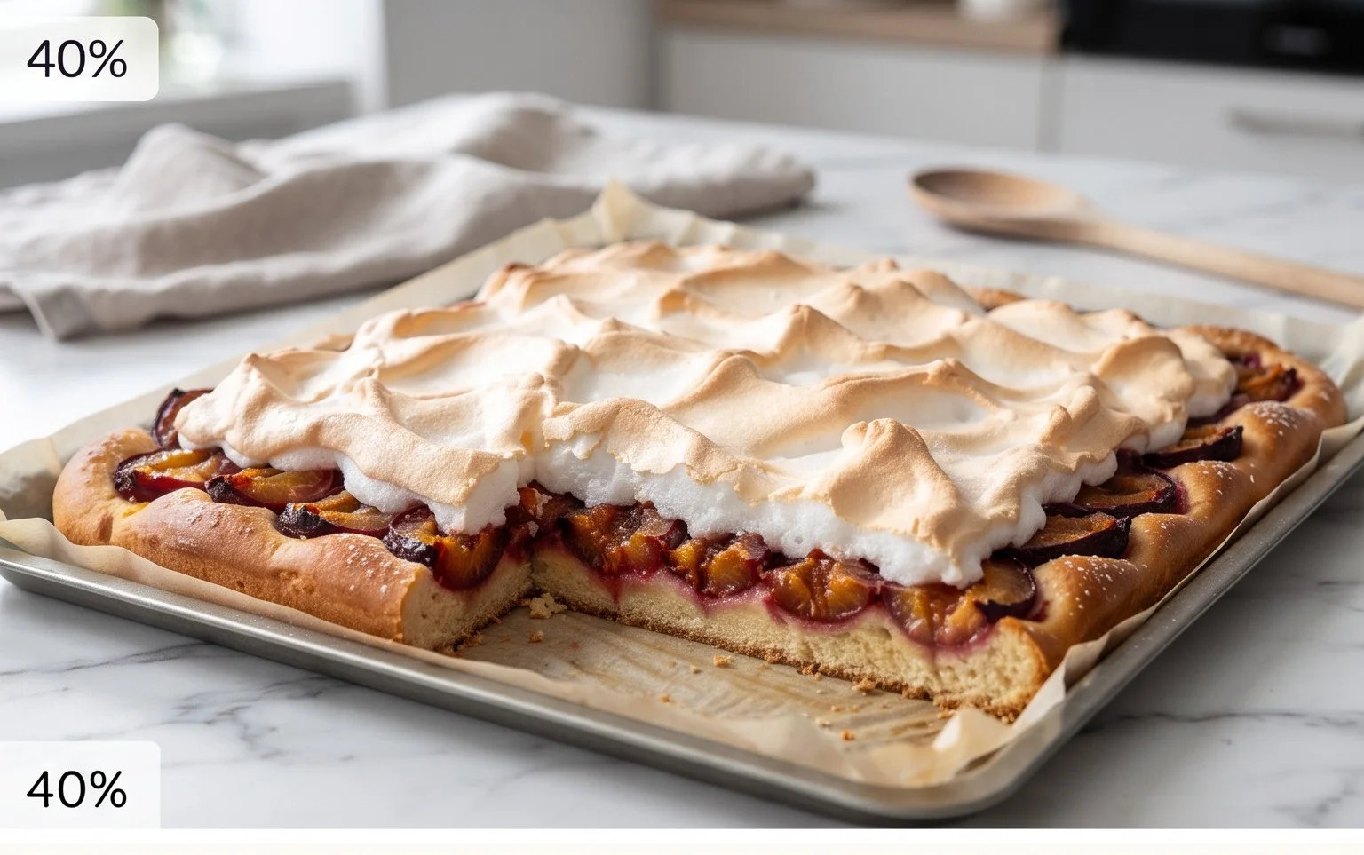 Polnischer Zwetschgen Kuchen vom Blech mit Baiser