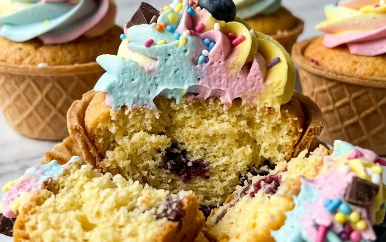 Kuchen im Waffelbecher