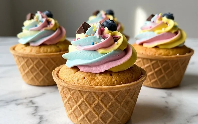 Kuchen im Waffelbecher