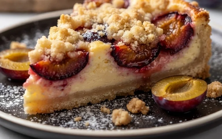Zwetschgen-Käsekuchen - mit Mürbeteigboden & Streusel
