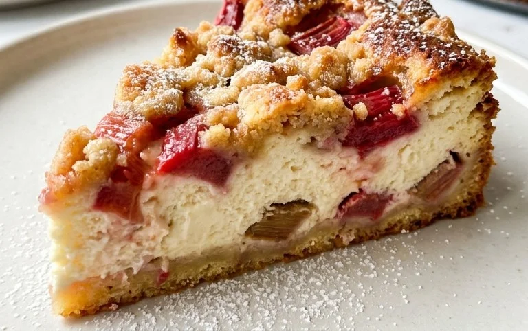 Rhabarber Käsekuchen mit Streuseln